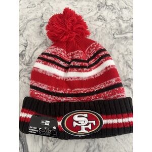 San Francisco 49ers Niners Knit Winter Hat Beanie New‎ Era Cap Removable Pom
